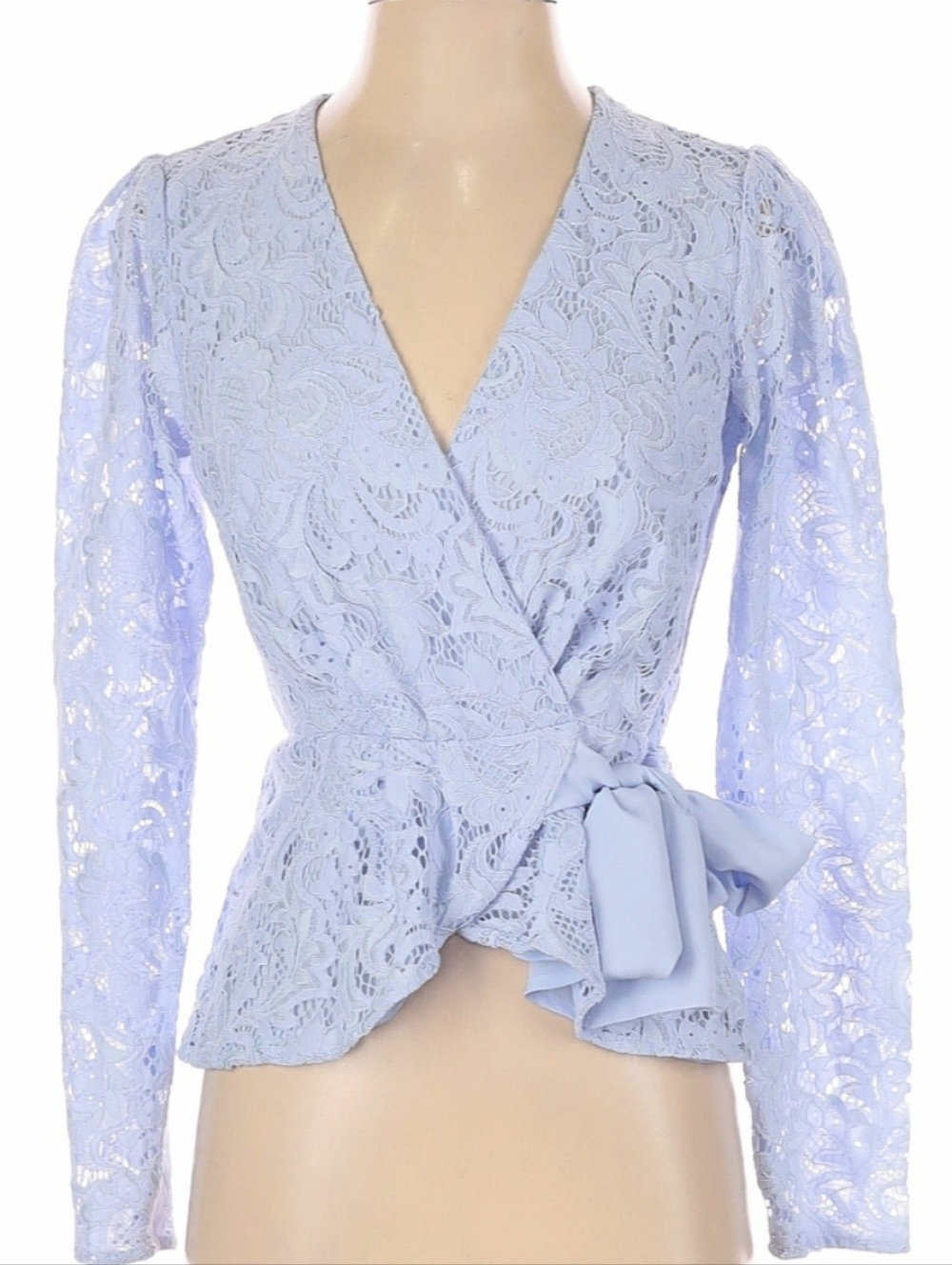 Express Lavender Lilac Lace Wrap Blouse with Ribbon Tie‎ Waist – Size XL NWT